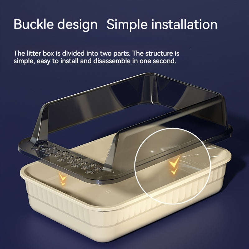 Bac litiére pour chat XL semi-fermé - Anti-projections, grande capacité