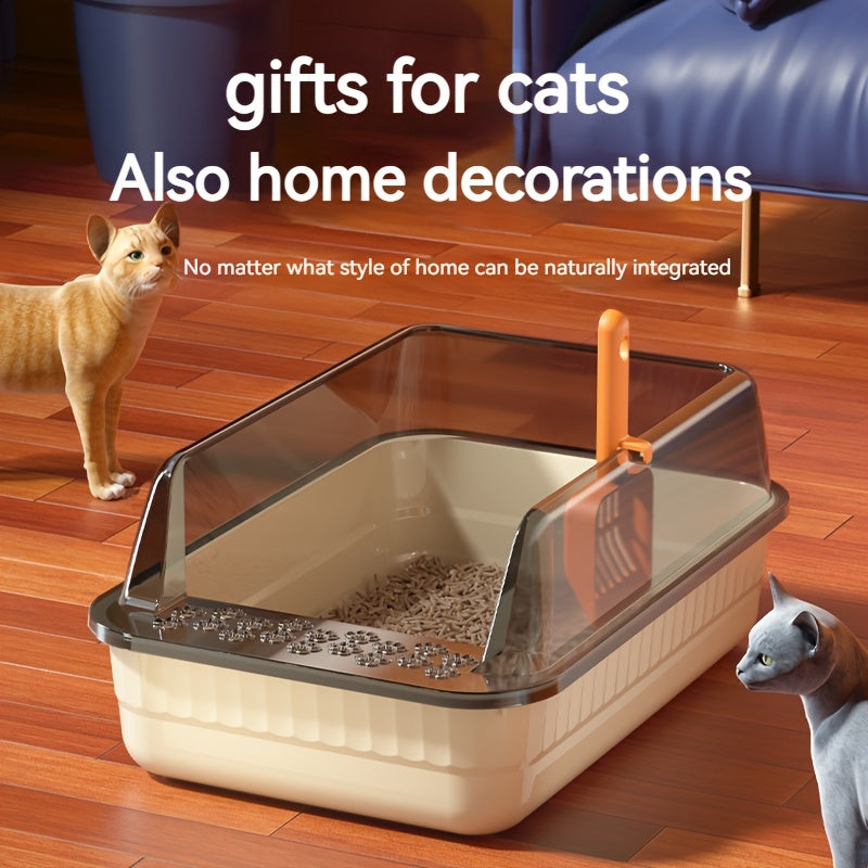 Bac litiére pour chat XL semi-fermé - Anti-projections, grande capacité