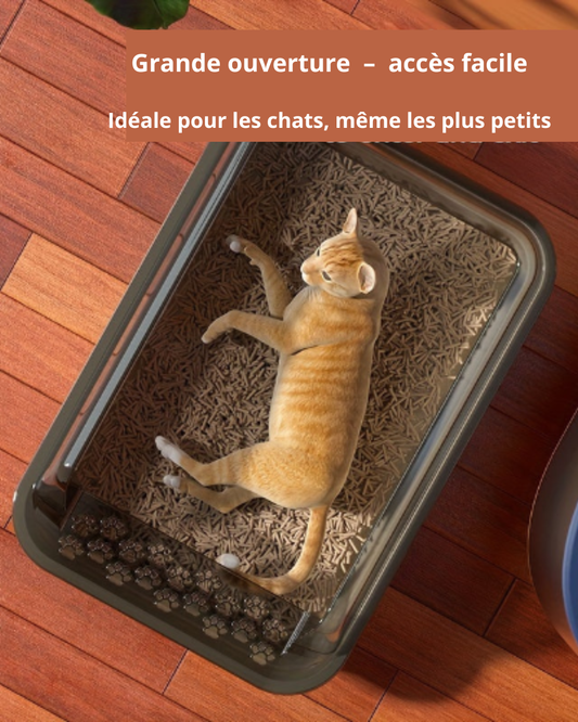 Bac litiére pour chat XL semi-fermé - Anti-projections, grande capacité