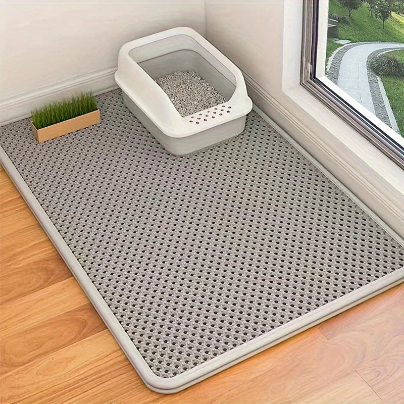 Tapis litiére double couche anti-projections - Capture les grains efficacement