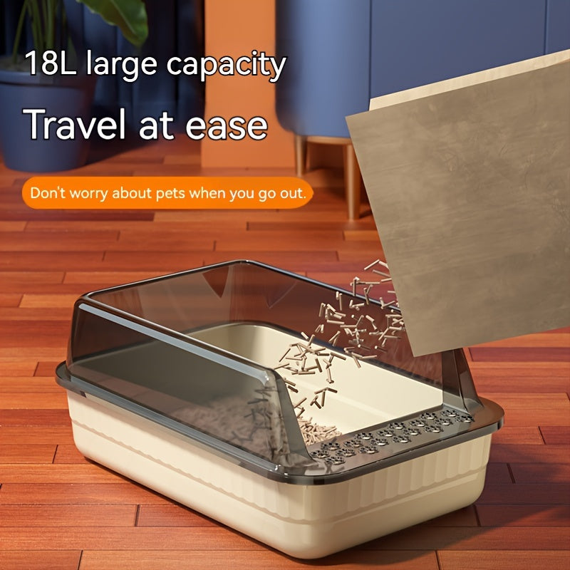 Bac litiére pour chat XL semi-fermé - Anti-projections, grande capacité