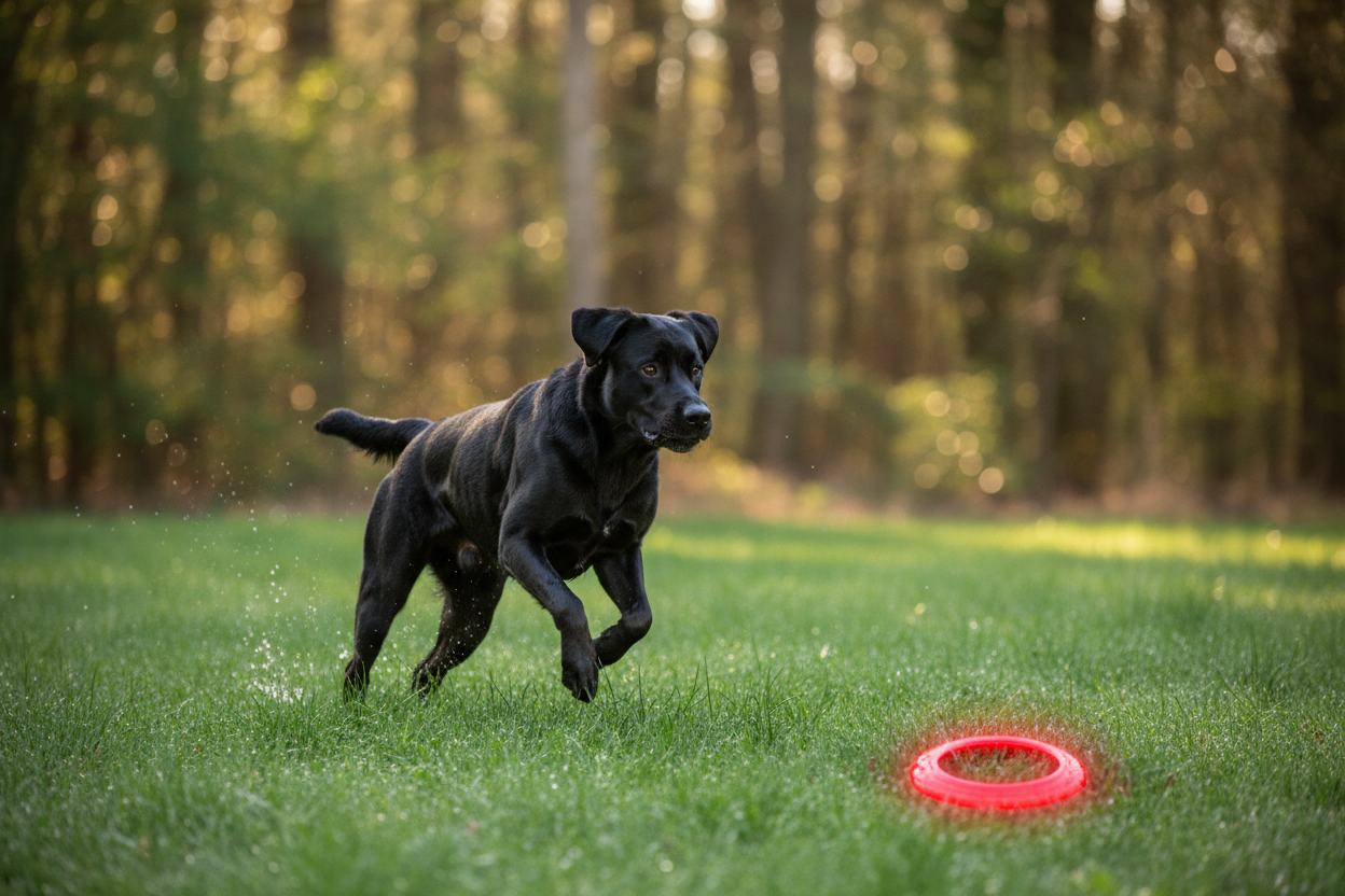 

🎯 

PROMPT – Image Frisbee Lumineux pour Chien (usage jour)



Photographie réaliste, en extérieur, en pleine journée.

Un chien de grande taille au pelage noir, athlétique, est en train de courir en lisière de forêt, sur une zone herbeuse verte.

Le chien court vers le bord de la forêt, regard dirigé vers l’avant, attitude dynamique et naturelle.

Au premier plan ou légèrement en décalé dans l’herbe, on distingue clairement un frisbee rouge lumineux / fluorescent, posé au sol, partiellement caché dans l